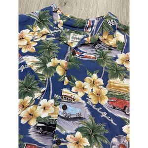 Vintage Reyn Spooner Shirt Men XL Hawaiian 57 Chevy Belair Nomad Classic Cars